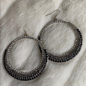 Silver rhinestone hoop earrings